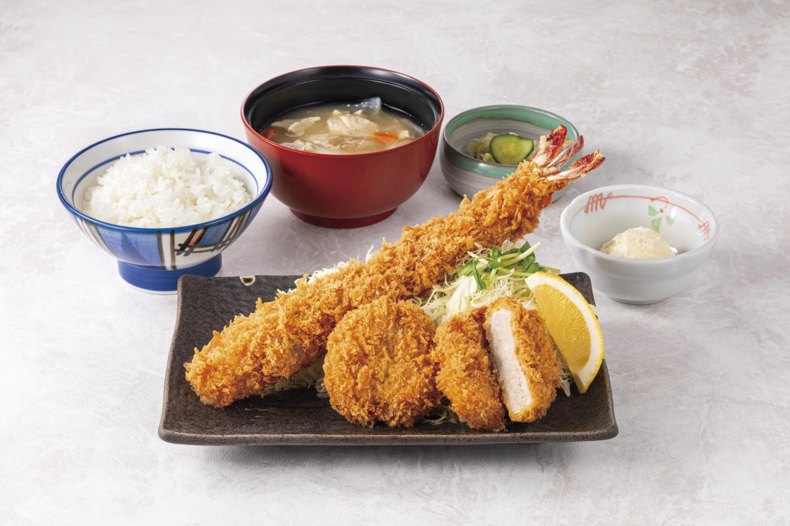 特大ジャンボ海老フライとヒレかつ定食