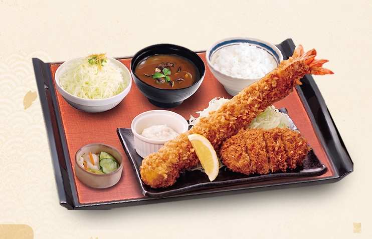 極上　特大天然海老とヒレかつ定食
